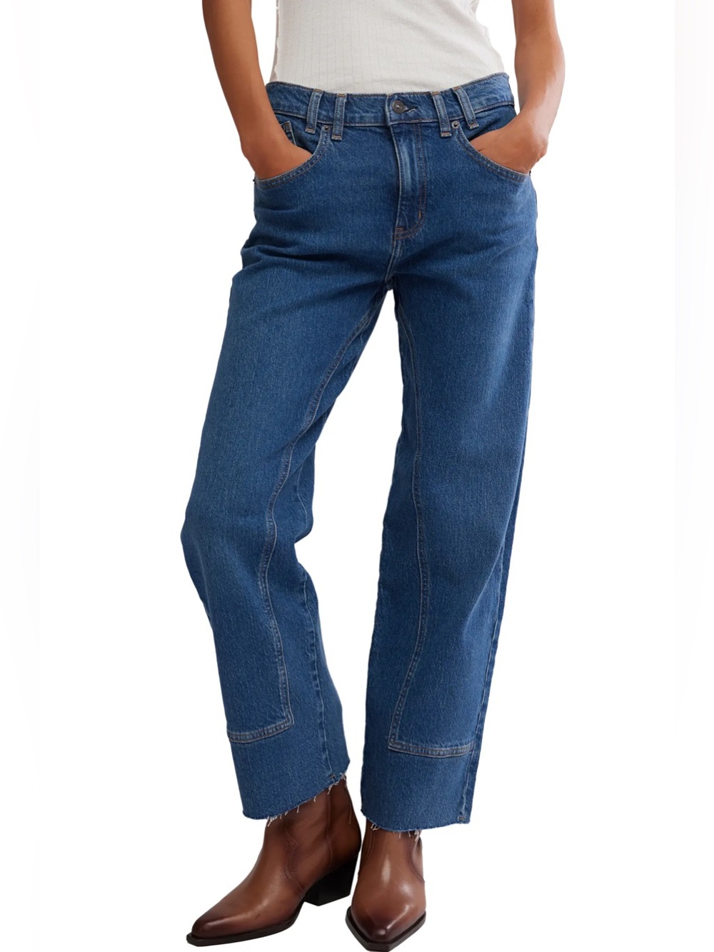 Free People We the Free Risk Taker Raw Hem Straight Leg Jeans